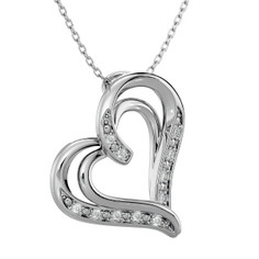 10-Diamond Natural Rose-Cut Heart Necklace with 18-Inch Chain product